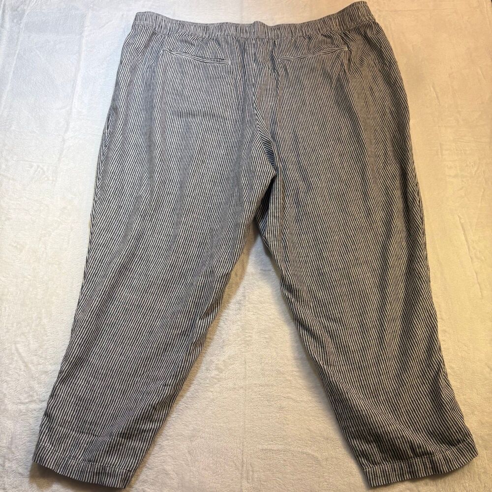 Pants Old Navy Linen Cotton Blend Pants 3X Striped Pull On High Rise Taper - Picture 7 of 7